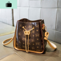 女包包2020春夏季新款时尚大容量印花水桶包复古百搭单肩斜挎包潮NEW LAKE 咖啡色女斜挎包