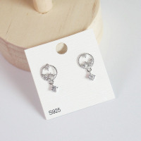 S925纯银锆石耳钉气质简约镂空法式耳饰金色闪钻学生饰品女送银堵送女朋友老婆情人节七夕生日礼物