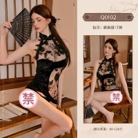 九里晴川情趣内衣旗袍小胸诱惑露背包臀免脱睡衣制服套装 九里晴川Q0102[刺绣连衣裙] 均码