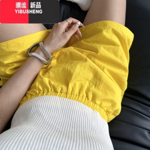 YIBUSHENG百搭a字速干短裤高腰2024季新款灰色休闲薄款热裤显瘦阔腿裤女
