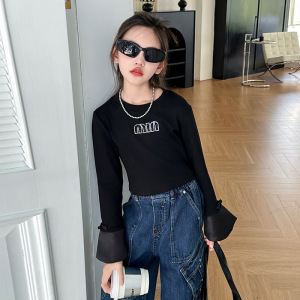 女童秋装套装新款洋气大童春秋长袖上衣工装牛仔裤两件套