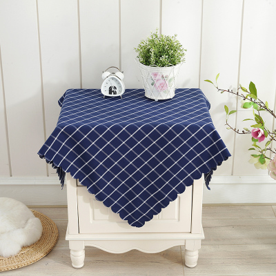 美帮汇简约现代卧室床头柜盖布小格子桌布布艺茶几电视柜北欧防水防尘布