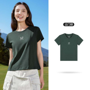 361°运动T恤女夏季透气新款速干衣短款上衣圆领短T纯色短袖女
