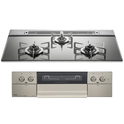 日本原装进口NORITZ/能率燃气灶Piat Multi Grill系列深灰N3S13PWASKSTES天然气75cm