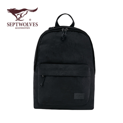 七匹狼迷彩双肩包男书包中学生女电脑包旅行包大容量个性男士背包黑色