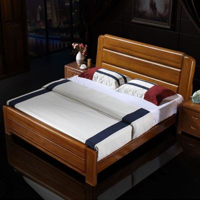 金丝胡桃木实木床主卧新中式家具双人1.8米1.5m现代简约轻奢大床