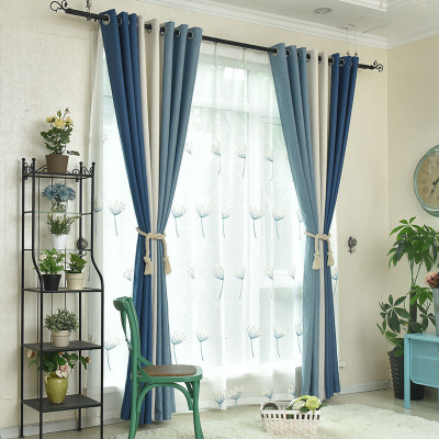 美帮汇加厚色仿麻遮光棉麻颗粒麻窗帘酒店工程别墅百搭家装定制成品帘