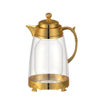 FULL大容量茶壶中古复古玻璃冷水壶家用水壶豪华手提按压式玻璃壶