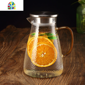 北欧大容量冷水壶凉白开水壶凉水壶玻璃可高温凉水杯家用套装茶壶 FENGHOU 方水壶1.5升+4个圆韵杯+托盘