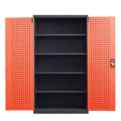 正斌重型工具柜车间用加厚物件工具储物柜工厂铁皮柜汽修厂零件收纳柜橘色五层带挂板