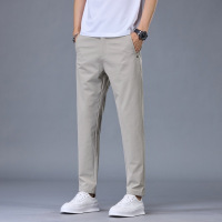 夏季男士冰丝休闲裤直筒修身薄款速干透气日系垂感通勤长裤子男