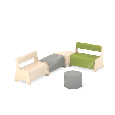 华森葳 儿童成套家具 单色沙发座椅-自然色组合B
