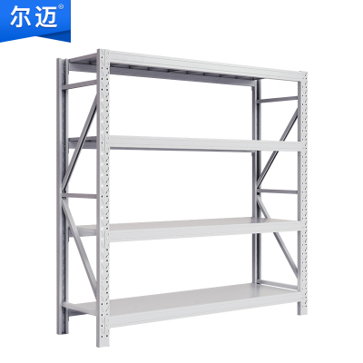 尔迈 仓储货架置物架货物展示架超市仓库钢制金属重型货架 200*200*50cm 500kg/层 灰白色