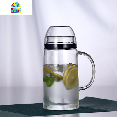 夏天冰箱防爆耐热可高温家用玻璃冷水壶密封凉白开水壶带盖水杯子 FENGHOU 1.0L小号整套+2只杯子凉水壶