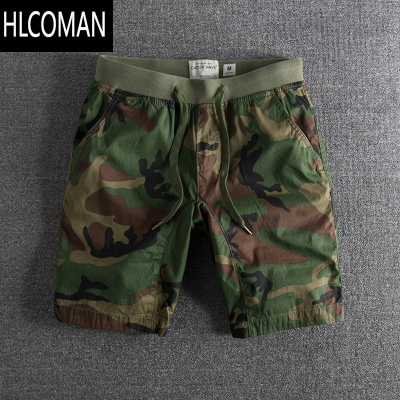 HLCOMAN松紧腰迷彩五分裤沙滩裤男士运动健身跑步运动短裤迷彩裤