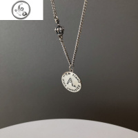 s925纯银泰银英文字母项链女韩版皇冠毛衣链网红简约气质个性圆牌 JiMi