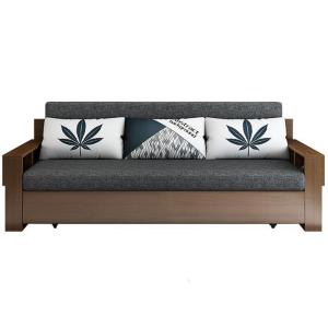 森美人可折叠小户型多功能两用沙发床简约现代储物坐卧两用实木沙发床