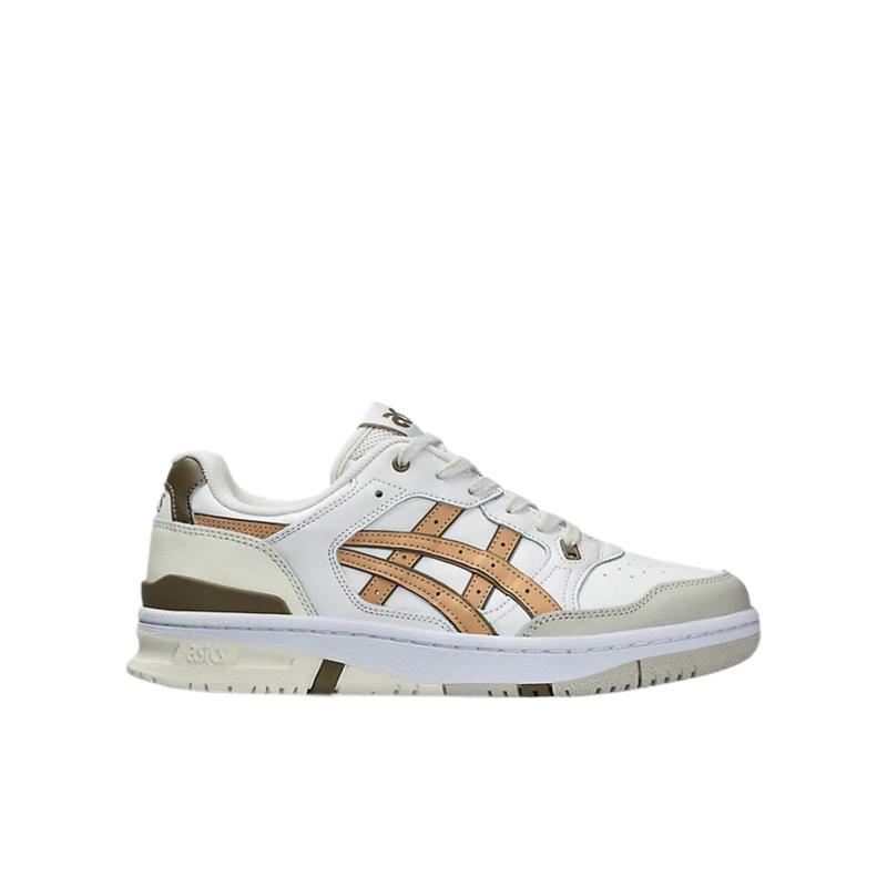 亚瑟士(ASICS)低帮系带皮革跑步鞋男白米色圆头运动鞋户外休闲鞋