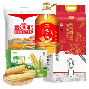 金龙鱼/十月稻田/金沙河/绿次方/君乐宝食品组合套装5000ml+14.3kg