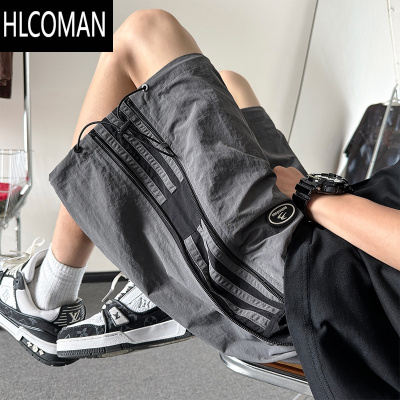 HLCOMAN速干条纹短裤男生夏季薄款2025新款宽松直筒休闲工装运动五分裤子