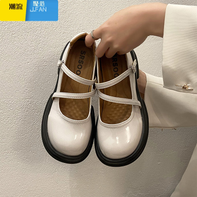聚范jk百搭棕色厚底小皮鞋女2024新款春季英伦风日系玛丽珍单粗跟浅口