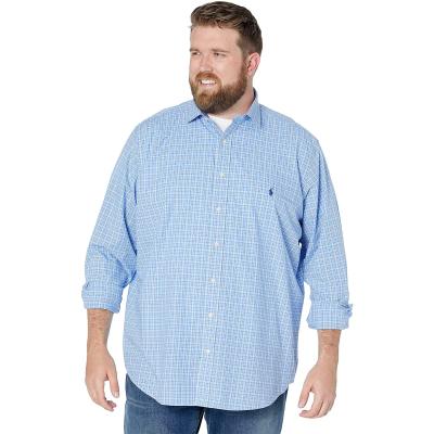 拉夫劳伦RalphlaurenPlaidStretchPoplin大码衬衫时尚休闲格子纹经典长袖上衣男士T恤