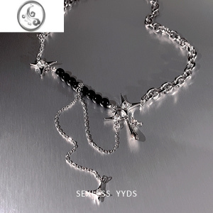 JiMiyyds 小众设计感甜酷风拼接星芒项链女个性锁骨链2023年新款潮男 星芒吊坠拼接项链40cm