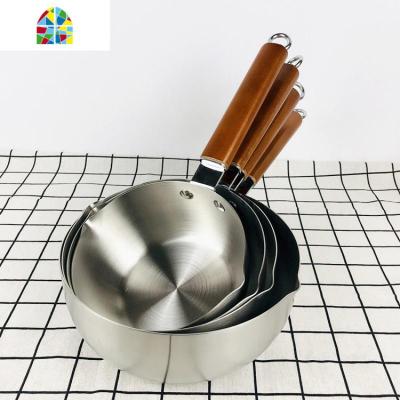 日式雪平锅不锈钢家用电磁炉泡面锅热奶锅汤锅麻辣烫锅商用汤粉锅 FENGHOU 实木手柄直径20CM(容量2000ml)