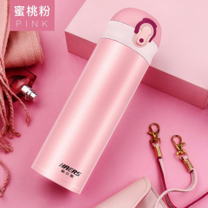 哈尔斯(HAERS) 304不锈钢保温杯便携随身杯弹盖轻量真空办公户外车载500ml 卡通女孩 500ml