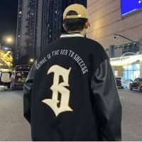 [2.5折价186元]唐狮棒球服外套男男士外套男棒球领毛巾绣短款棒球服外套男外套