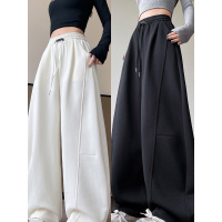 大码阔腿裤女新款秋季胖妹妹mm高腰宽松显瘦直筒运动卫裤