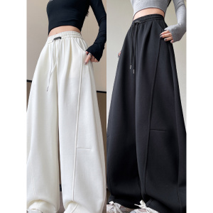 大码阔腿裤女新款秋季胖妹妹mm高腰宽松显瘦直筒运动卫裤