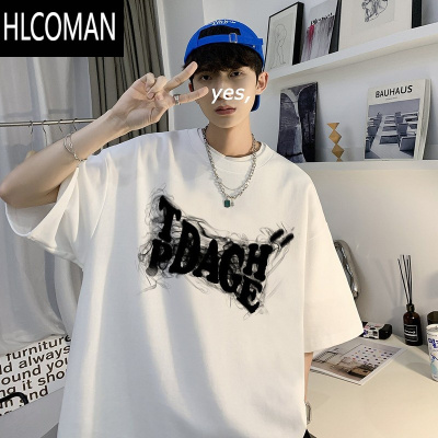 HLCOMAN美式高街t恤男夏季短袖宽松半袖青少年港风帅气上衣