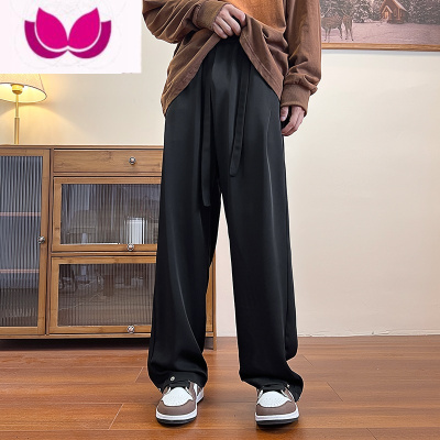 七斓垂感西裤男夏季薄款宽松直筒阔腿拖地裤美式英伦雅痞男装休闲裤子