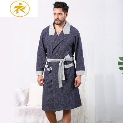 Ideamini新款春秋男士睡袍薄中长款浴袍日式毛巾料长袖浴衣睡衣家居服睡袍