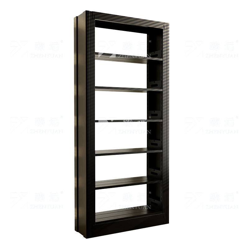 臻远 ZY4072606 钢制书架图书馆书架资料架 单面6层一列一组黑色 1000*300*2000