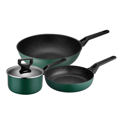 爱仕达臻韵晶石不粘三件套PL03Q2TG-1炒锅+煎锅+奶锅