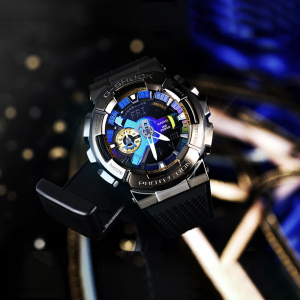 CASIO旗舰店卡西欧手表男g-shock炫彩小钢炮明星同款防震金属运动时尚潮流休闲男士防水耐摔石英表男GM-110