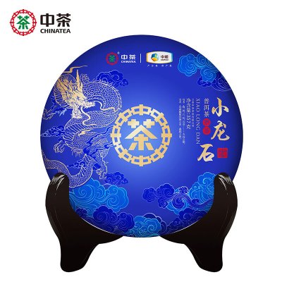 中茶云南普洱茶2020年小龙石陈香普洱熟茶饼357g