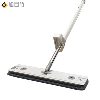 旭目竹 免手洗平板拖把 白灰45cm+3布 套