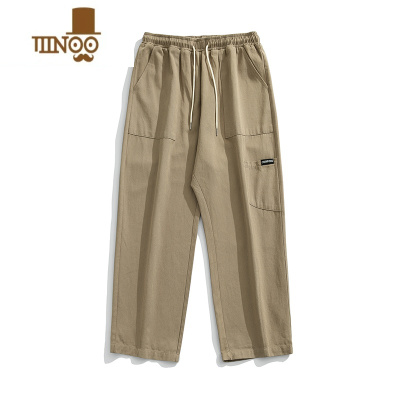YANXU工装裤男秋季潮流休闲宽松日系百搭学生潮牌ins直筒阔腿九分长裤