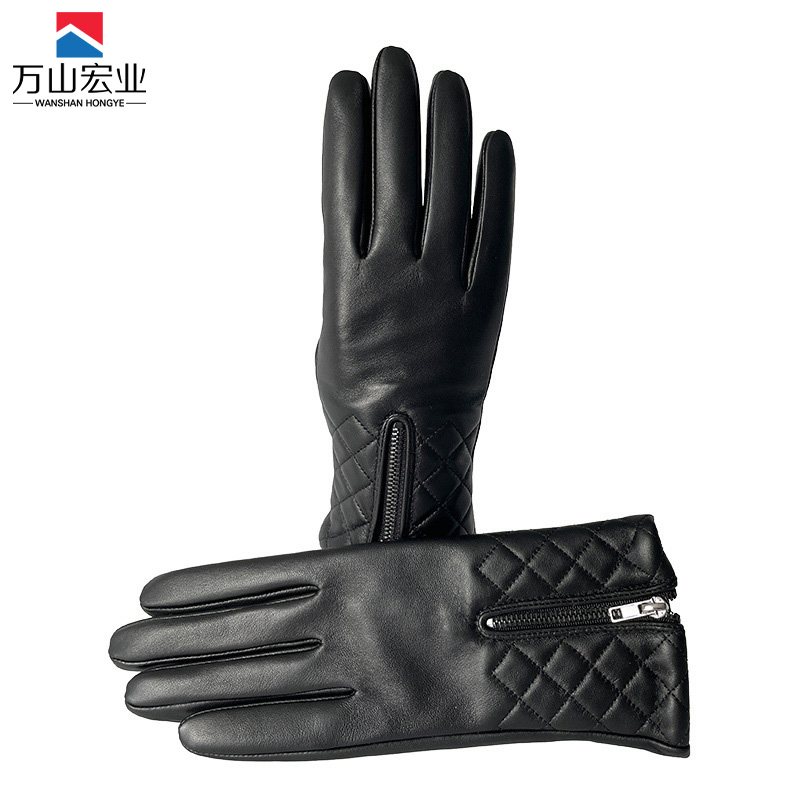 万山宏业 绵羊皮加绒女士手套盒装WD11T/副