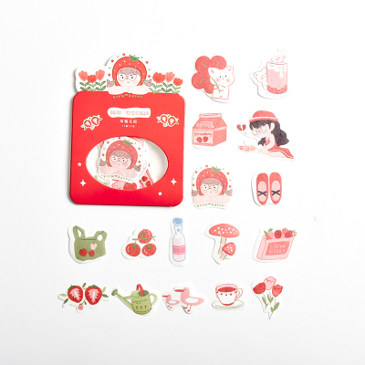 手账贴纸套装和纸贴纸韩版卡通小清新少女可爱创意素材贴纸包手帐笔记本子日记本相册DIY专用贴画草莓花园（共30枚入）草莓花园共30枚入