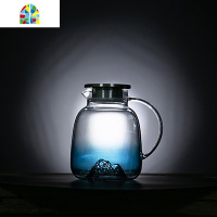 玻璃冷水壶大号家用可高温防爆凉白开水壶水杯果汁扎壶套 FENGHOU 蓝山冷水壶+蓝山玻璃杯四个烧水壶