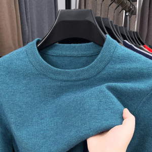 重磅加厚550克圆领毛衣男2025冬季新款圆领保暖打底男士羊毛衫
