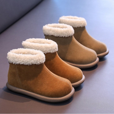 中大童大棉加绒羊羔毛保暖短靴冬季女童靴子马丁靴大棉童鞋_1