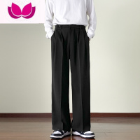 七斓日系垂感裤子男士韩版潮流复古咖色西装裤宽松直筒休闲西裤