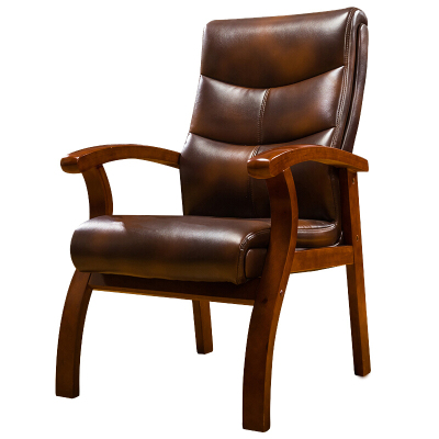 全简办公椅老板椅实木四角椅麻将椅会议椅棕色