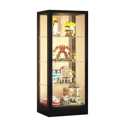 戴劲 透明展柜手办展示柜带灯玻璃柜模型陈列柜单门四层600*400*1600mm