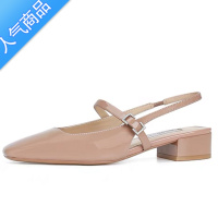 SUNTEK后空包头凉鞋女夏2023年新款法式仙女风玛丽珍钻扣粗跟大小码单鞋